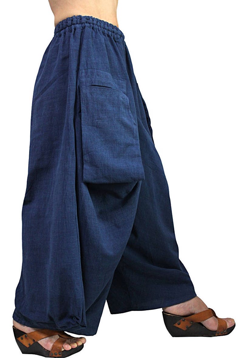 Chomthong Hand Woven Cotton Big Pocket Loose Pants PFS-055 - Etsy