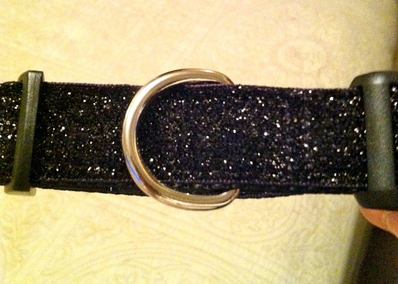 Dog Collar Black Glitter Etsy