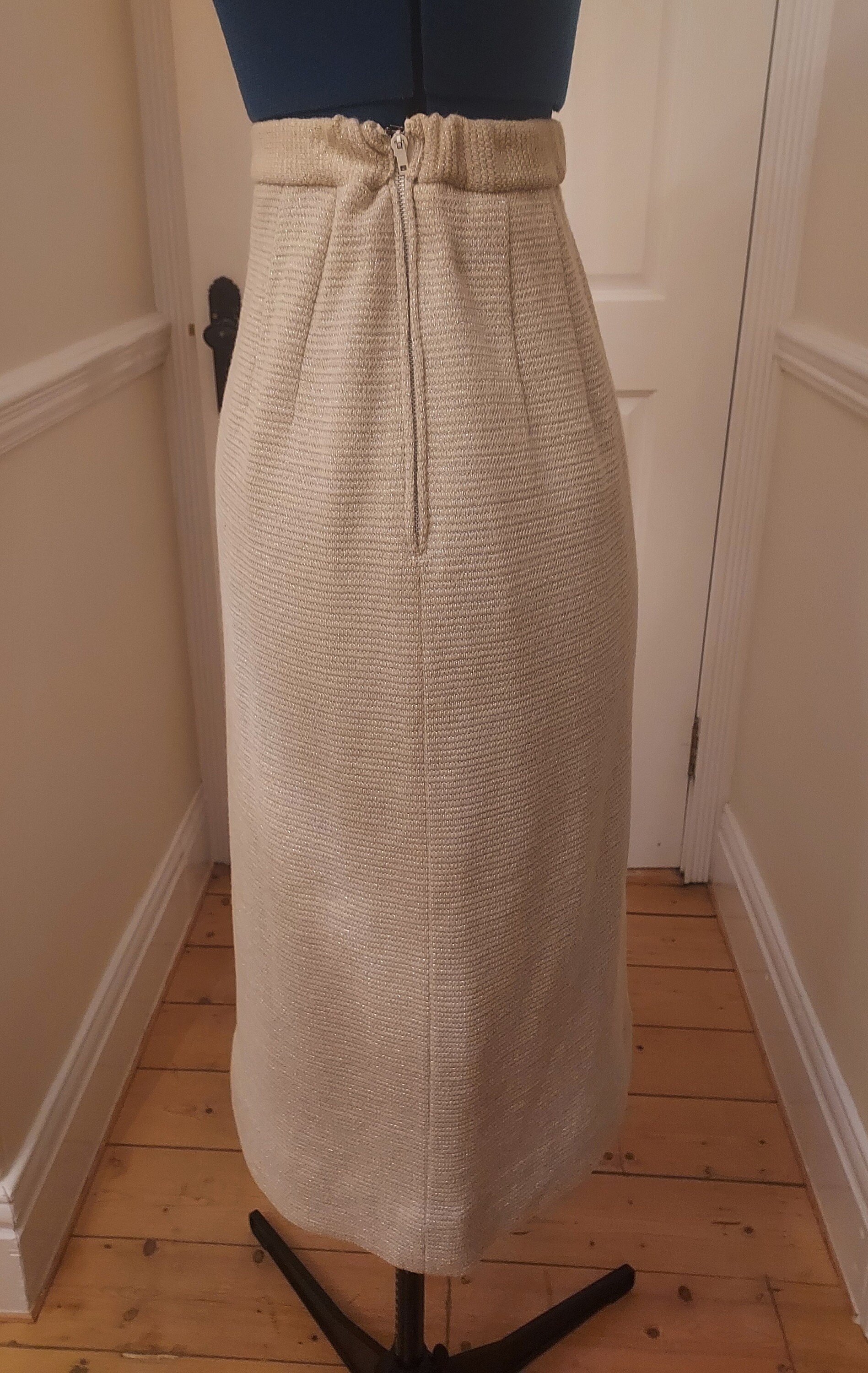 1950s Ivory Knit Skirt Top Set | XS/S