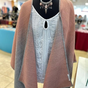 Fine Alpaca wrap ombre pink and grey - Spring outfit, reversible, amazing design, fits all sizes, elegant warm and easy to wear