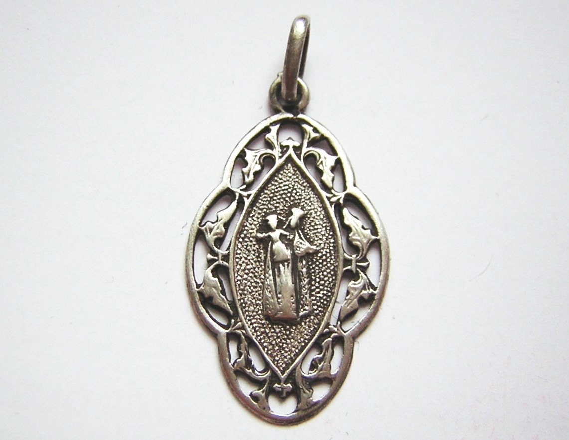 Notre-Dame Du Bonsecours, Belle Médaille Religieuse Ancienne, Ajourée, Argent, 2 cm