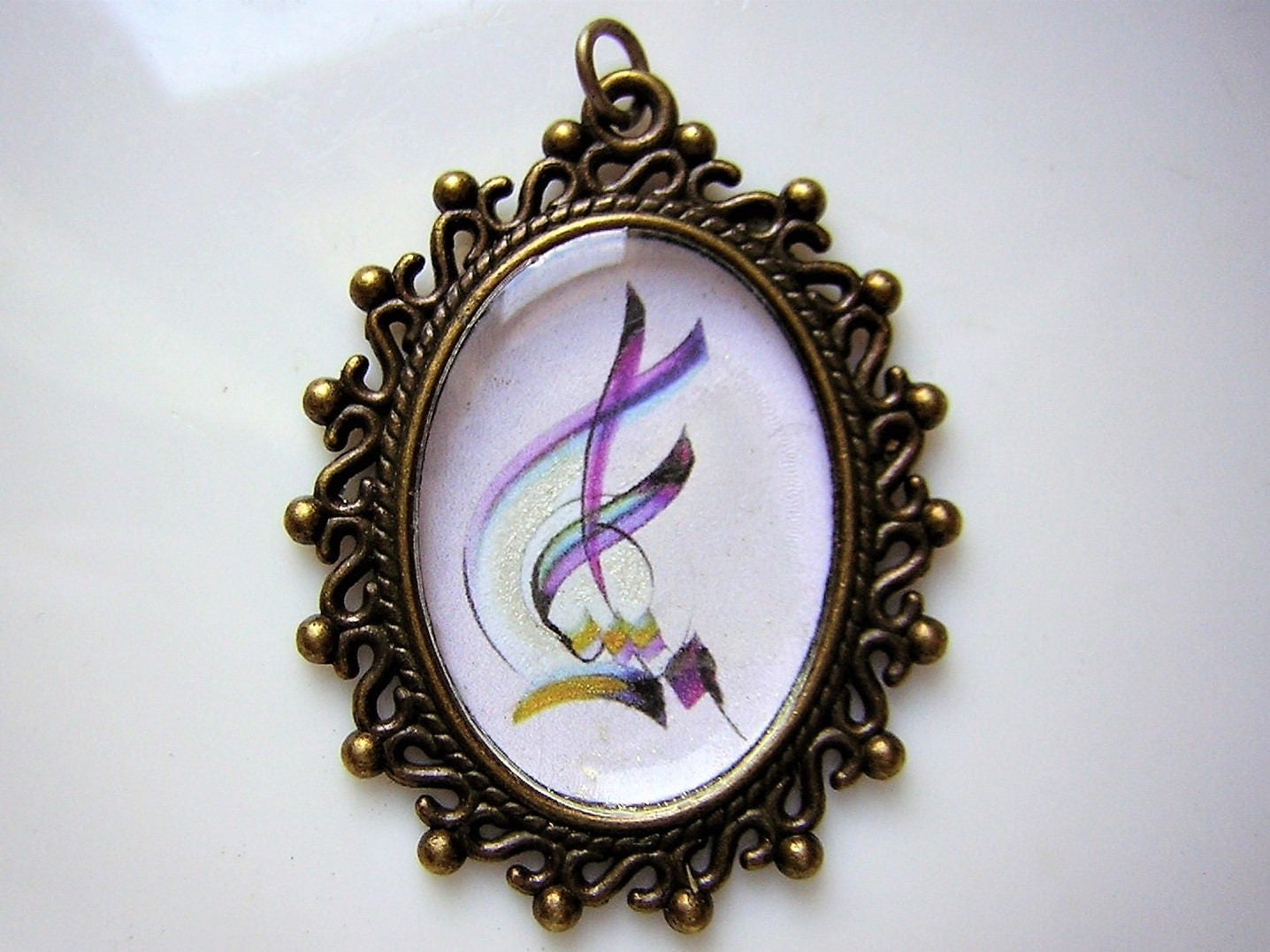 Médaillon, Médaille Coranique, Coran, Islam, Islamique, Calligraphie Arabe, Fait Main, Modèle Unique