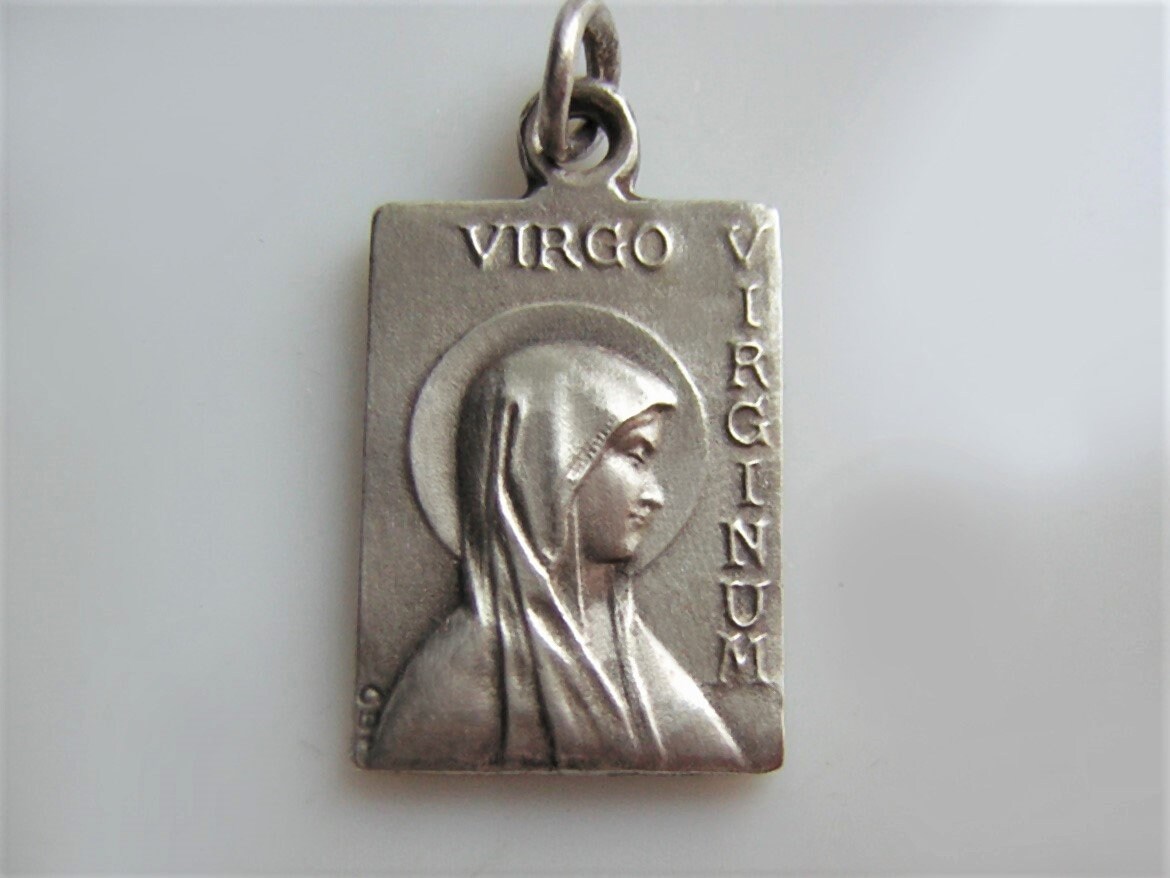 Vierge Marie, Notre Dame de Lourdes - Médaille Religieuse Ancienne, 1, 6 cm