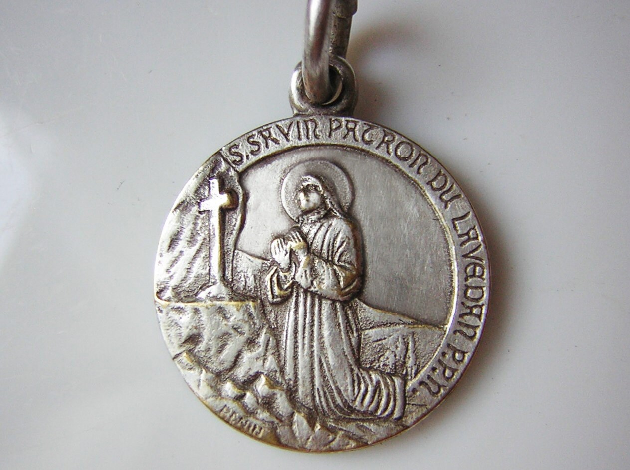 Pendentif/Médaille Religieuse Ancienne, Abbaye de Saint Savin en Lavedan, 1, 8 cm