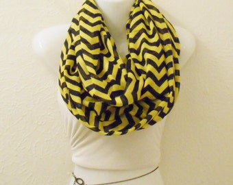 Chevron Infinity Scarf: Mustard Viscose Women's Fashion Scarf