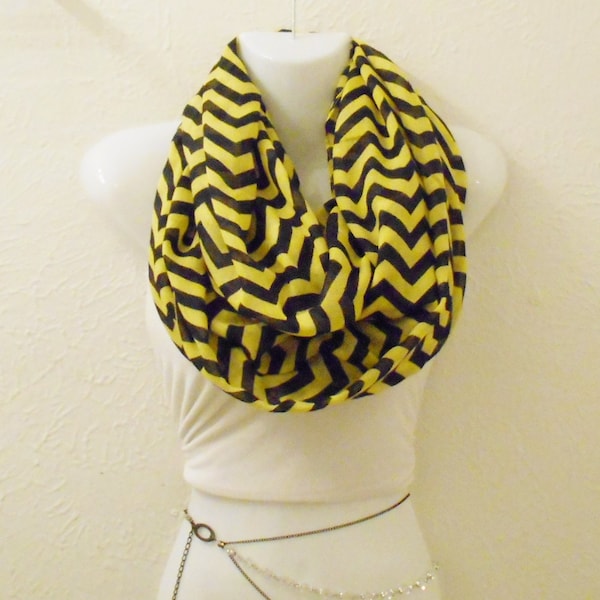 Chevron Infinity Scarf: Mustard Viscose Women's Fashion Scarf