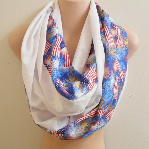 American Flag Scarf, 4th of July, Patriotic Scarf, Spirit Scarf, Women Scarf, Infinity Scarf, Head Scarf, Fashion Scarf, Hijab by Azram