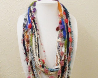 Crochet Cowl Scarf: Ocean Shade Yarns, 80 Inch Infinity Scarf
