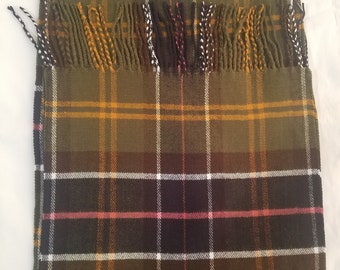 Plaid Cashmere Blend Infinity Scarf: Green Chunky Scarf