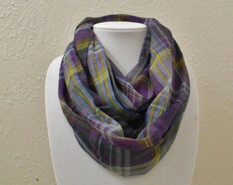Plaid Infinity Scarf: Handmade Cotton Head Scarf