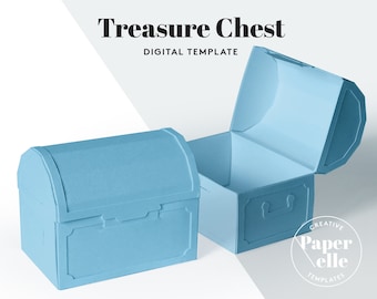 Treasure Chest Box Template, SVG Download, Party Favor Box, Gift Box Template, Cricut File