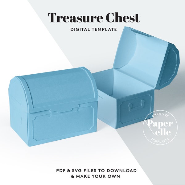 Treasure Chest Box Template, SVG Download, Party Favor Box, Gift Box Template, Cricut File