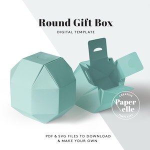 Runde Box Vorlage, SVG Download, Geschenkbox Vorlage, Cricut Datei