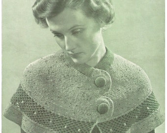 1930s Pattern for Womens Cape - knitting and crochet - Digital PDF