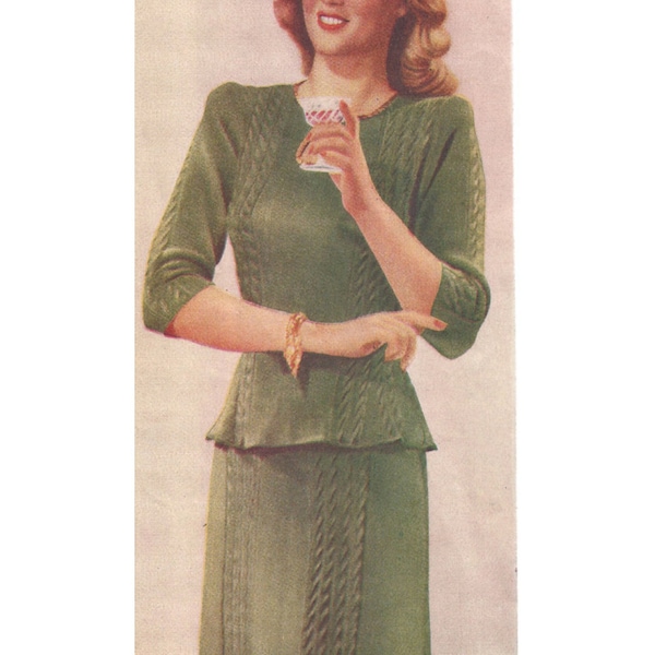 1940s Knitting Pattern for Womens Evening Dress - 34" bust - Digital PDF