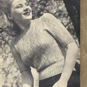 1940s Knitting Pattern for Womens Jumper / Pullover in Lace - Etsy UK