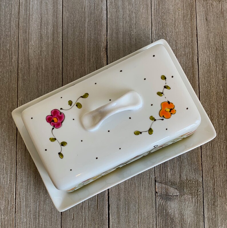 Butter dish Cat ceramic with lid Personalized hand painted Etsy