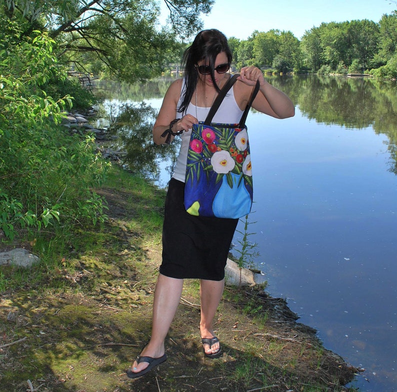 Market bag Tote bag floral yoga bag, shopping bag Canvas bag
