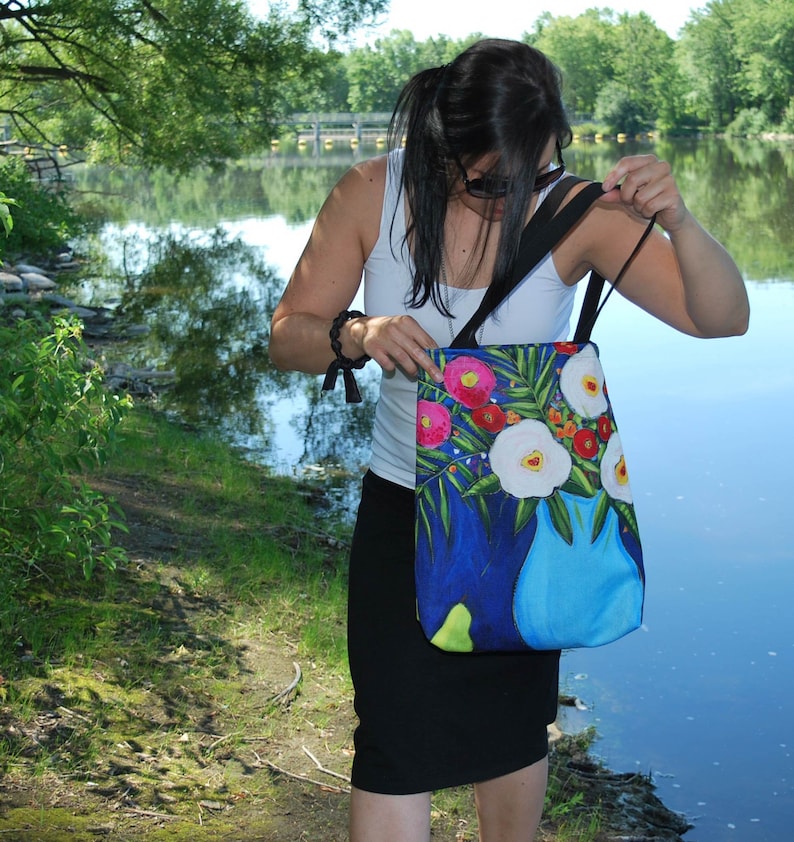 Market bag Tote bag floral yoga bag, shopping bag Canvas bag