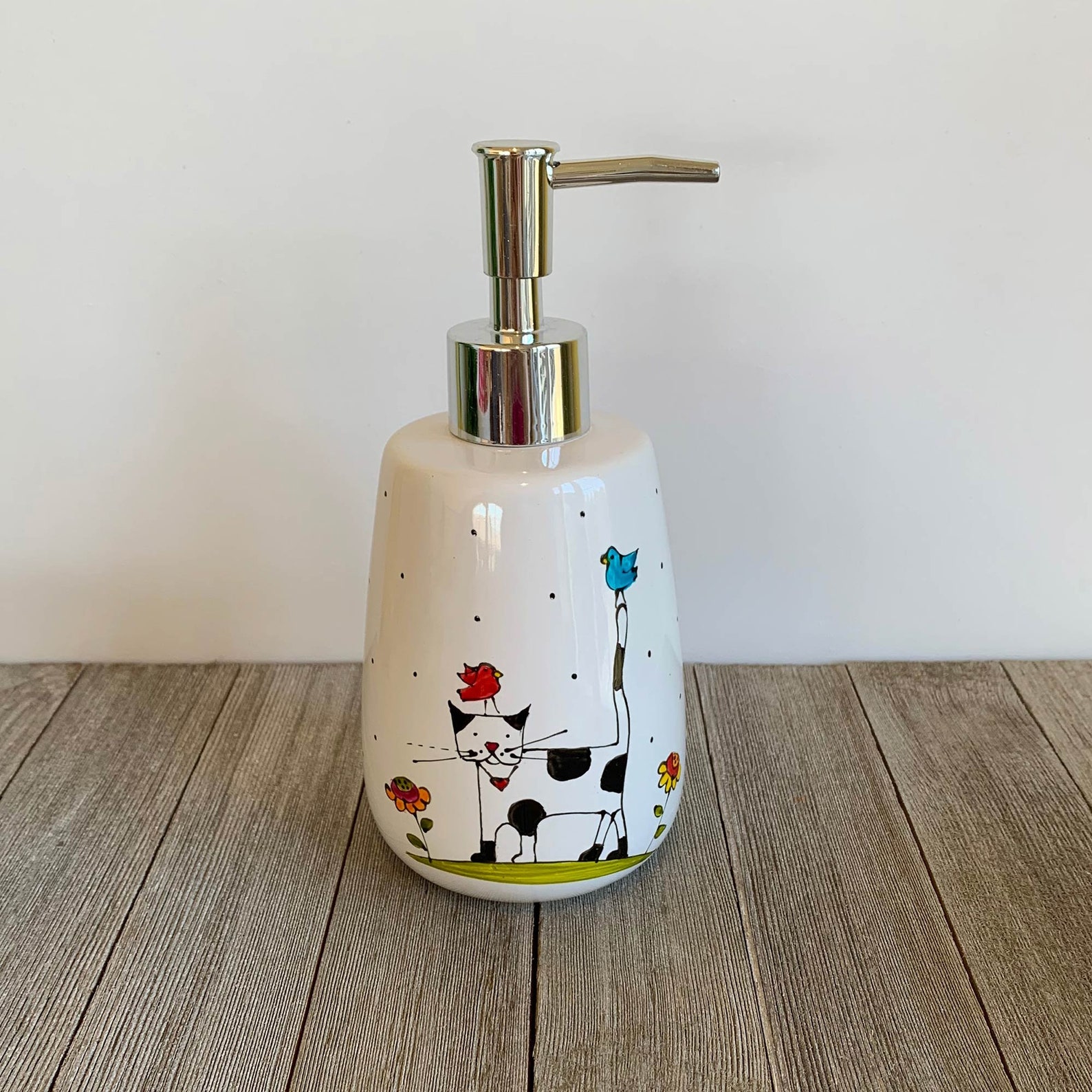 Cat soap dispenser pump bottle flowers lotion dispenser Etsy
