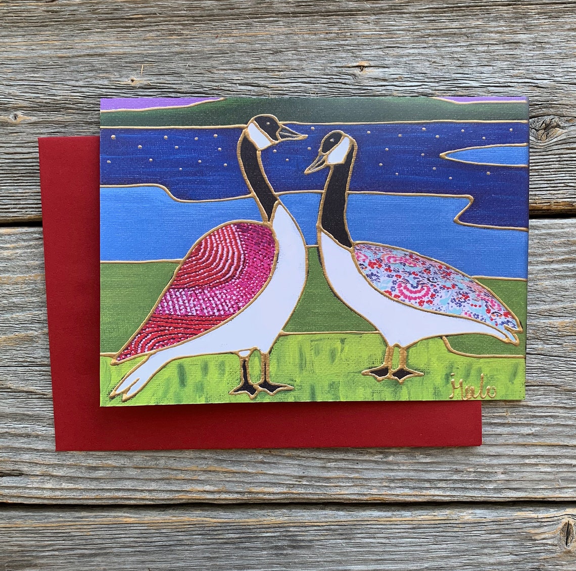 Greeting card canada goose colourful goose duck gift card | Etsy