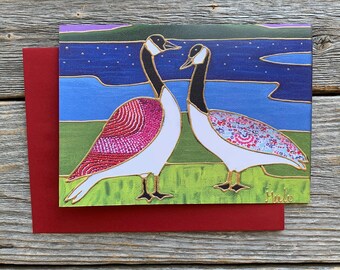 Greeting card gift card wishing card two goose