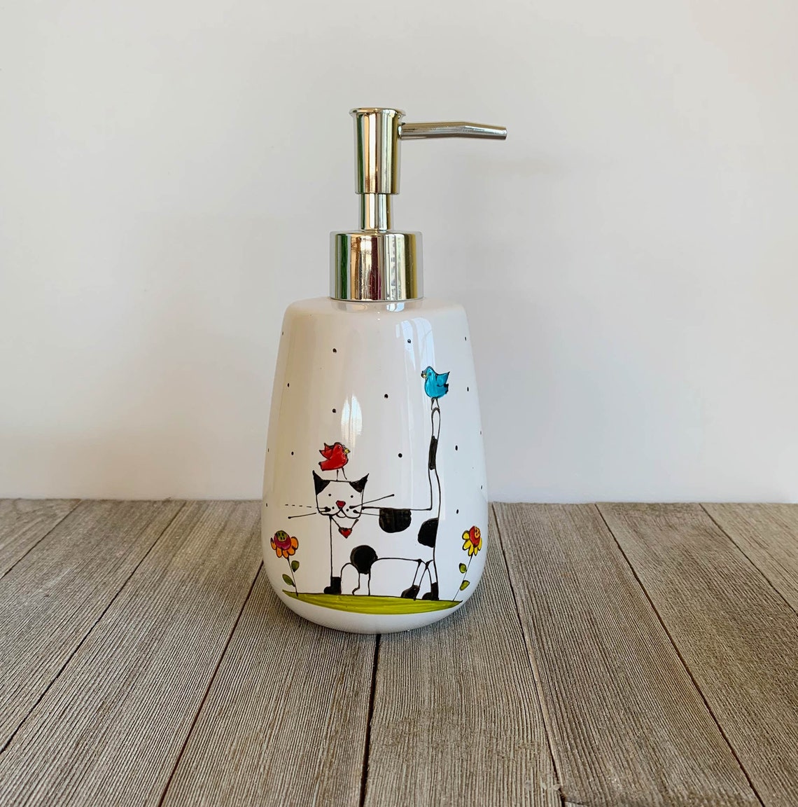 Cat soap dispenser pump bottle flowers lotion dispenser Etsy