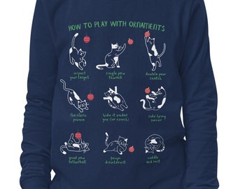 How To Play With Ornaments, Funny Cat Lovers Christmas Gift, Youth long sleeve tee, Pair listings for Family Shirt Set
