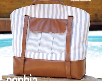 Swoon Patterns: Sophia Swim Tote - PDF Beach Pool Bag Purse Sewing Pattern