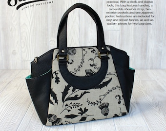 Swoon Patterns: Annette Satchel Handbag & Commuter Tote - PDF Travel Bag Large Crossbody Purse Tote Handbag Sewing Pattern