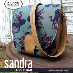 Swoon Patterns: Sandra Saddle Bag - PDF Vintage Purse Crossbody Handbag Sewing Pattern