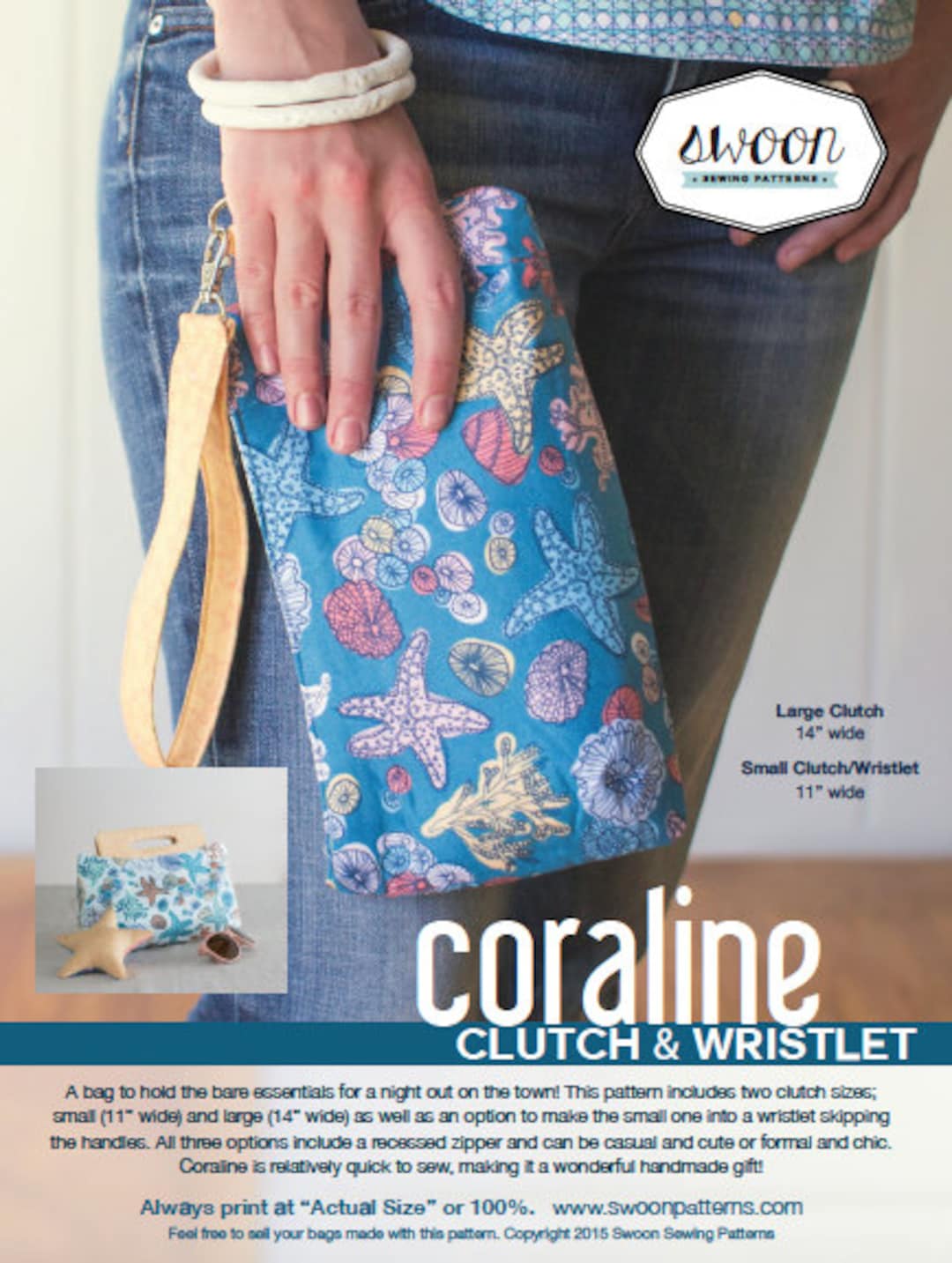 Swoon Patterns: Coraline Clutch - PDF Bag Purse Clutch Wristlet Sewing ...