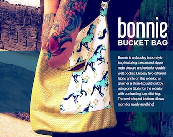 Swoon Patterns: Bonnie Bucket Bag - PDF Bag Purse Bucket Bag Sewing Pattern