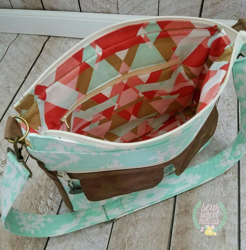 Swoon Patterns: Sydney Crossbody Bag PDF Vintage Large Crossbody Purse Tote Handbag Sewing Pattern image 2