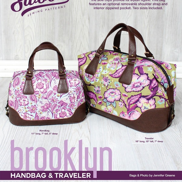 Swoon Patterns: Brooklyn Handbag & Traveler - PDF Vintage Purse Tote Handbag Sewing Pattern