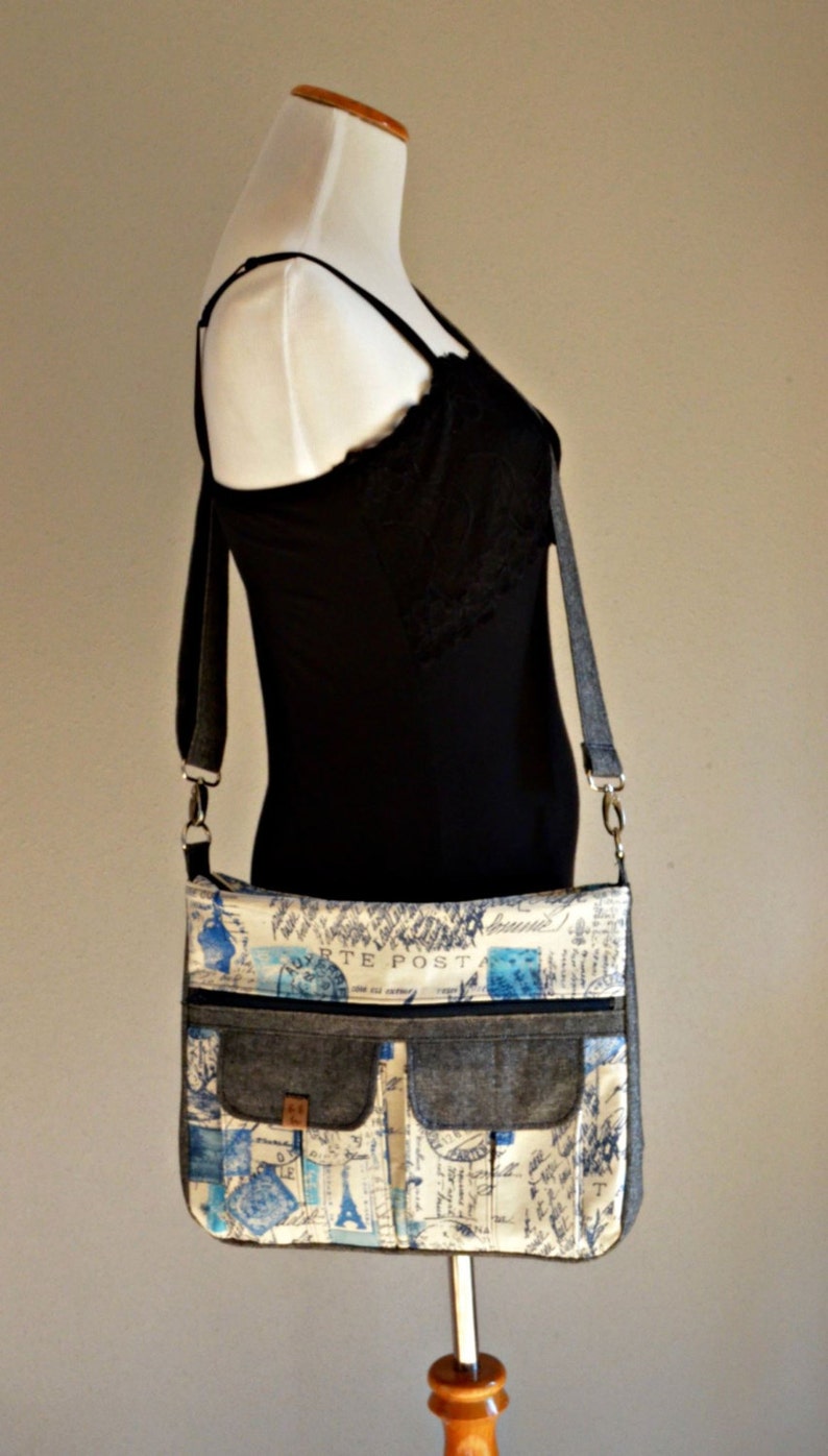 Swoon Patterns: Sydney Crossbody Bag PDF Vintage Large Crossbody Purse Tote Handbag Sewing Pattern image 5