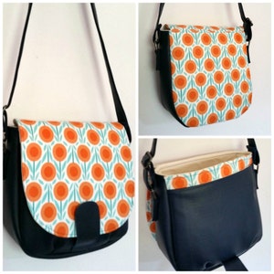 Swoon Patterns: Sandra Saddle Bag PDF Vintage Purse Crossbody Handbag Sewing Pattern image 5