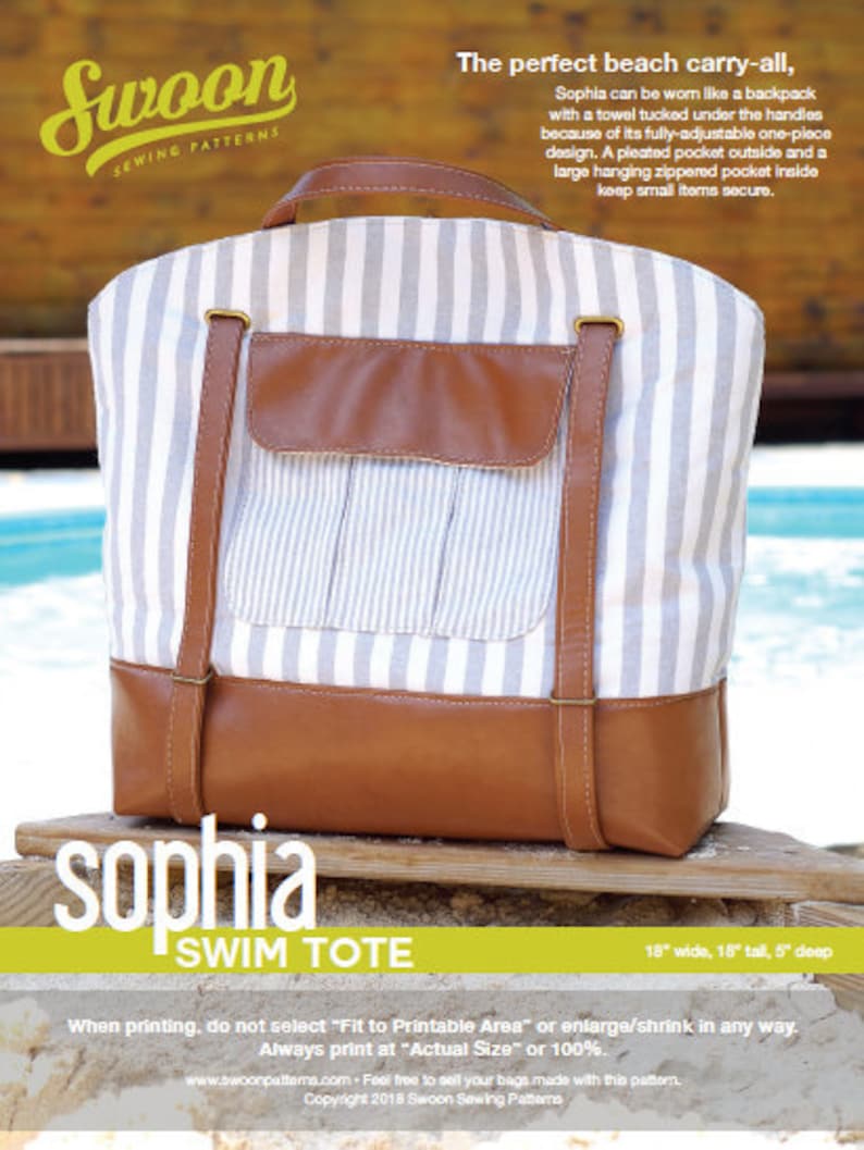 Swoon Patterns: Sophia Swim Tote PDF Beach Pool Bag Purse Sewing Pattern image 1