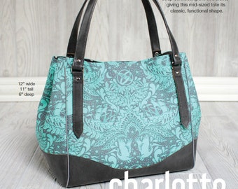 Swoon Patterns: Charlotte City Tote - PDF Vintage Purse Tote Handbag Sewing Pattern