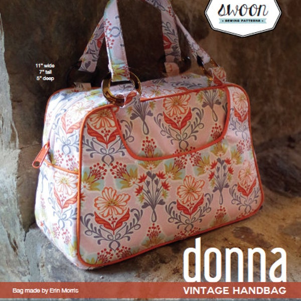 Swoon Patterns: Donna Vintage Handbag - PDF Bag Purse Handbag Sewing Pattern