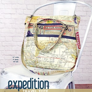 Swoon Pattern: Expedition Tote - Downloadable PDF Travel Bag Purse Sewing Pattern