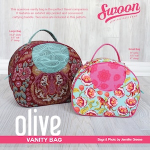 Swoon Patterns: Olive Vanity Bag - PDF Vintage Purse Vanity Cosmetics Bag Train Case Sewing Pattern
