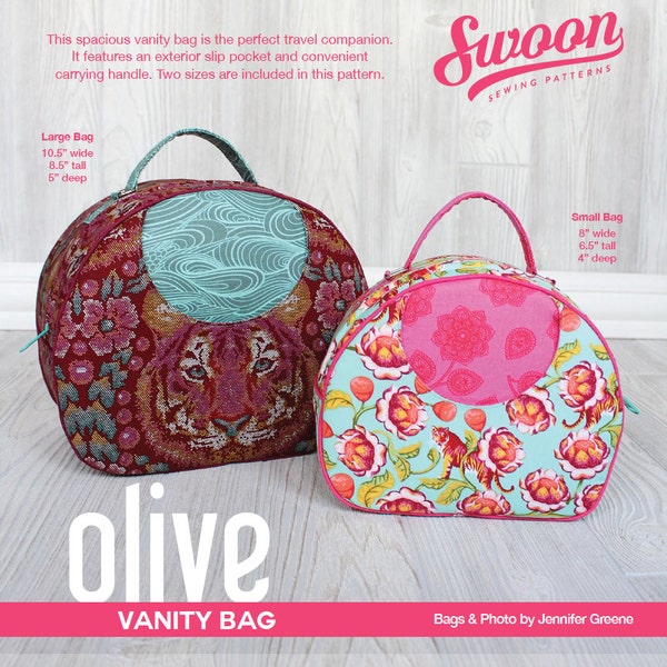 Swoon Patterns: Olive Vanity Bag - PDF Vintage Purse Vanity Cosmetics Bag Train Case Sewing Pattern