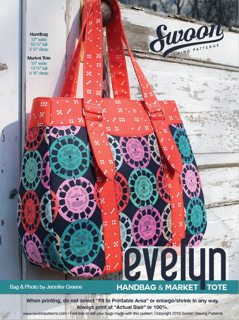 Swoon Patterns: Evelyn Tote & Handbag PDF Tote Bag Purse | Etsy
