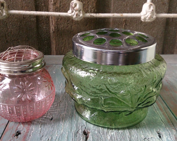 Green and Pink Glass Flower Vase Frog Flower Holder Etsy