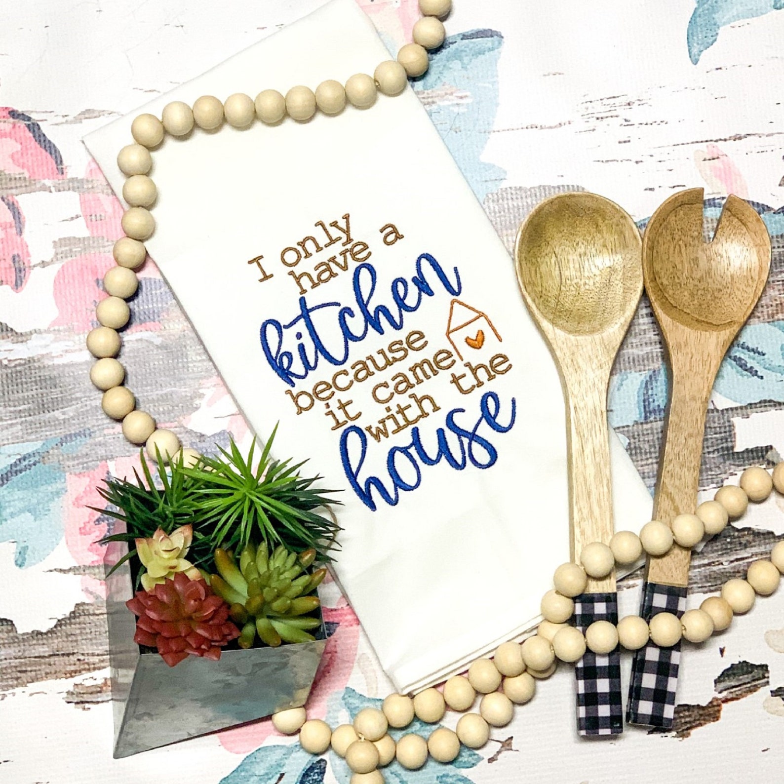 Embroidered Kitchen Towels With Sayings Kitchen Towels Etsy