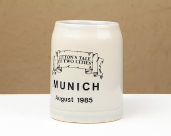 Vintage West Germany ceramic beer stein 0.5L "Litton's Tale of Two Cities; Munich August 1985"