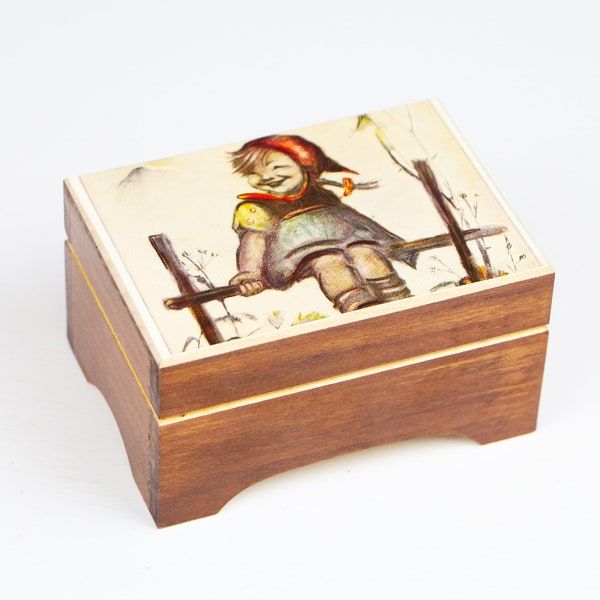 Vintage wood Cuendet Happy Wanderer musical box with Swiss musical movement - for parts or repair