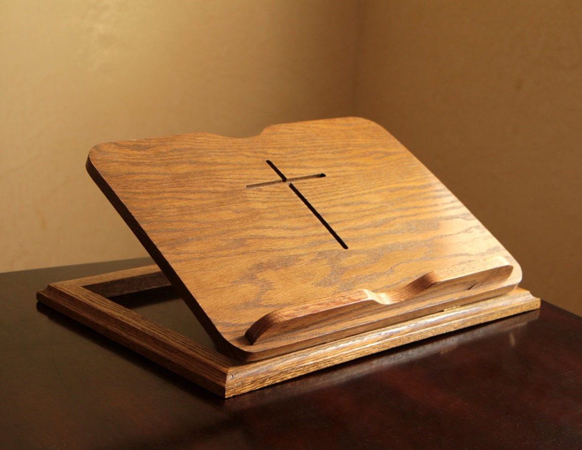 Vintage adjustable wood Bible stand / wooden book holder Etsy