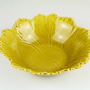 Vintage mustard yellow earthy ceramic serving bowl made by Woodfield Steubenville / mid century bowl / fall decor